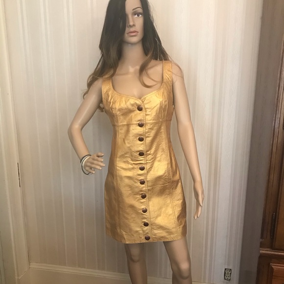 Free People Goldie LEATHER Sheath Dress - Picture 3 of 16